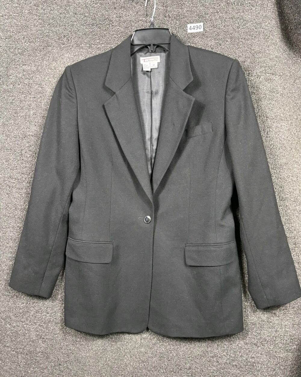 Talbots Wool Blazer Womens Size 12 Black One Button Lined Business Jacket